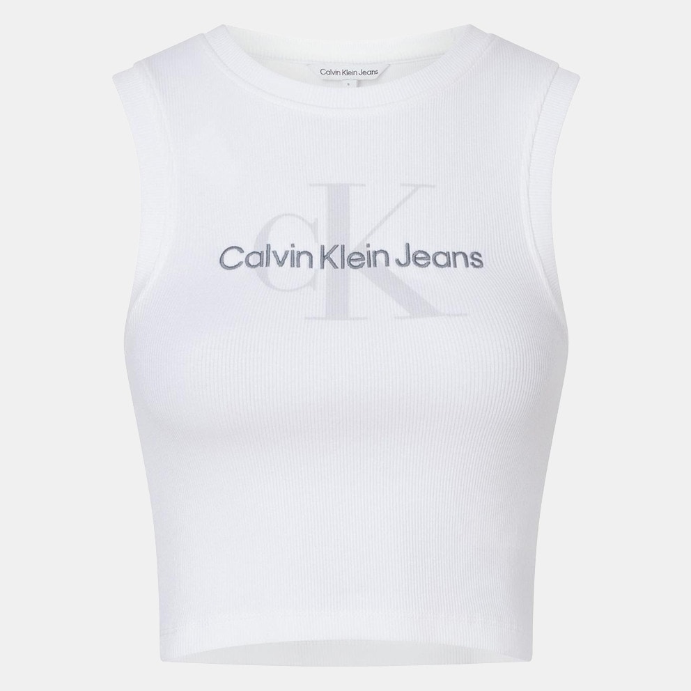 calvin klein jeans tee shirt noir femme - YAF Calvin Archival Monologo Rib Tank Top Bright White J20J221521