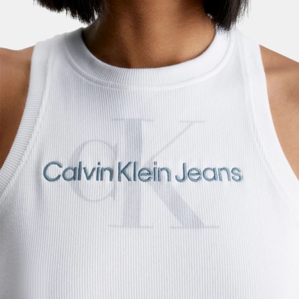 calvin klein essential logo crew sweat j30j314536 yaf - Calvin Klein  Archival Monologo Rib Tank Dress Bright White J20J220754 - YAF