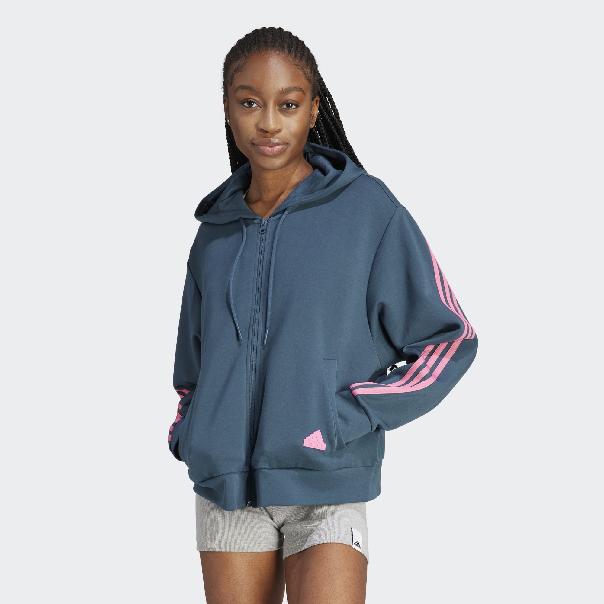 adidas Future Icons 3 Stripes Full Zip Hoodie Arctic Night IL3048