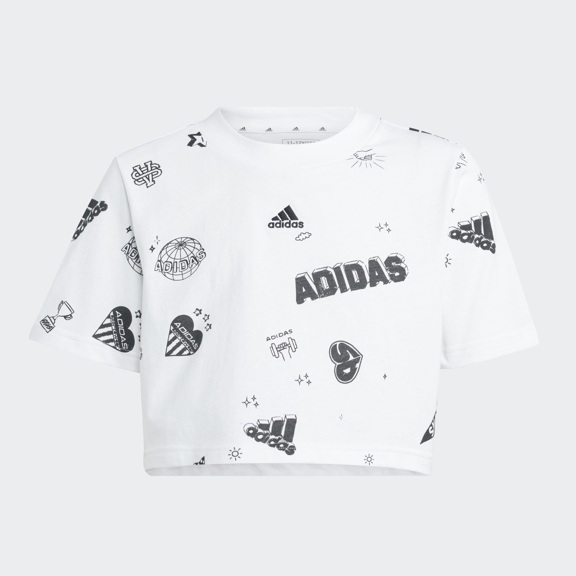 adidas Brand Love Allover Print Crop Tee Kids (9000155569_50830)