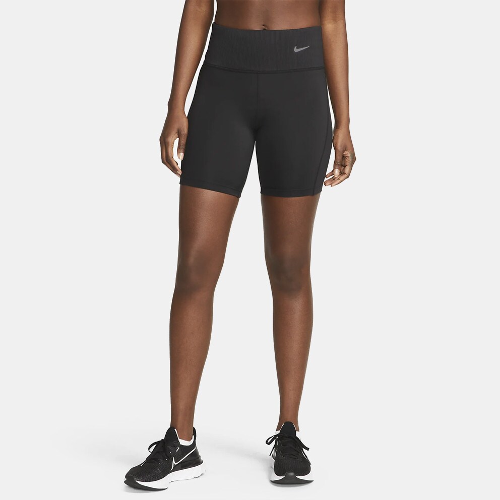 Nike Women's Tight Mid-Rise Ribbed-Panel Running Shorts with Pockets