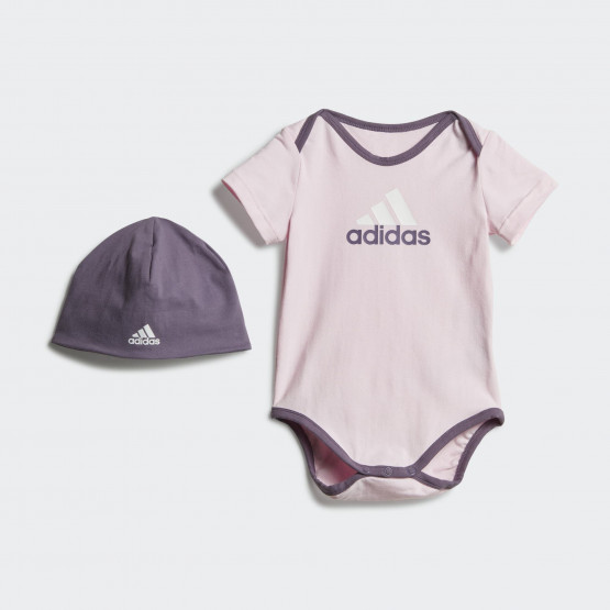 adidas Essentials Big Logo Bodysuit and Beanie Gift Set K