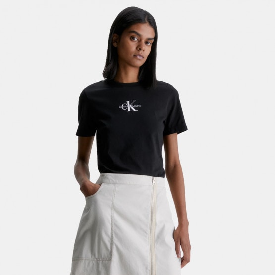 Calvin Klein Jeans MONOGRAM SLIM BARDOT TOP - Print T-shirt - white 