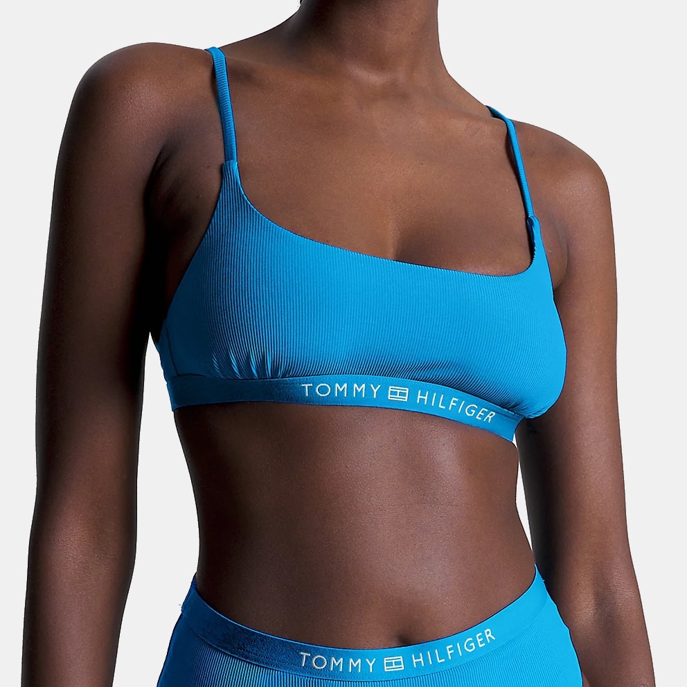 Tommy Bralette Women's Blue UW0UW04533 - Tommy Hilfiger Oxford-skjorte med ikonlogo og blå hvide i regular fit - CZW