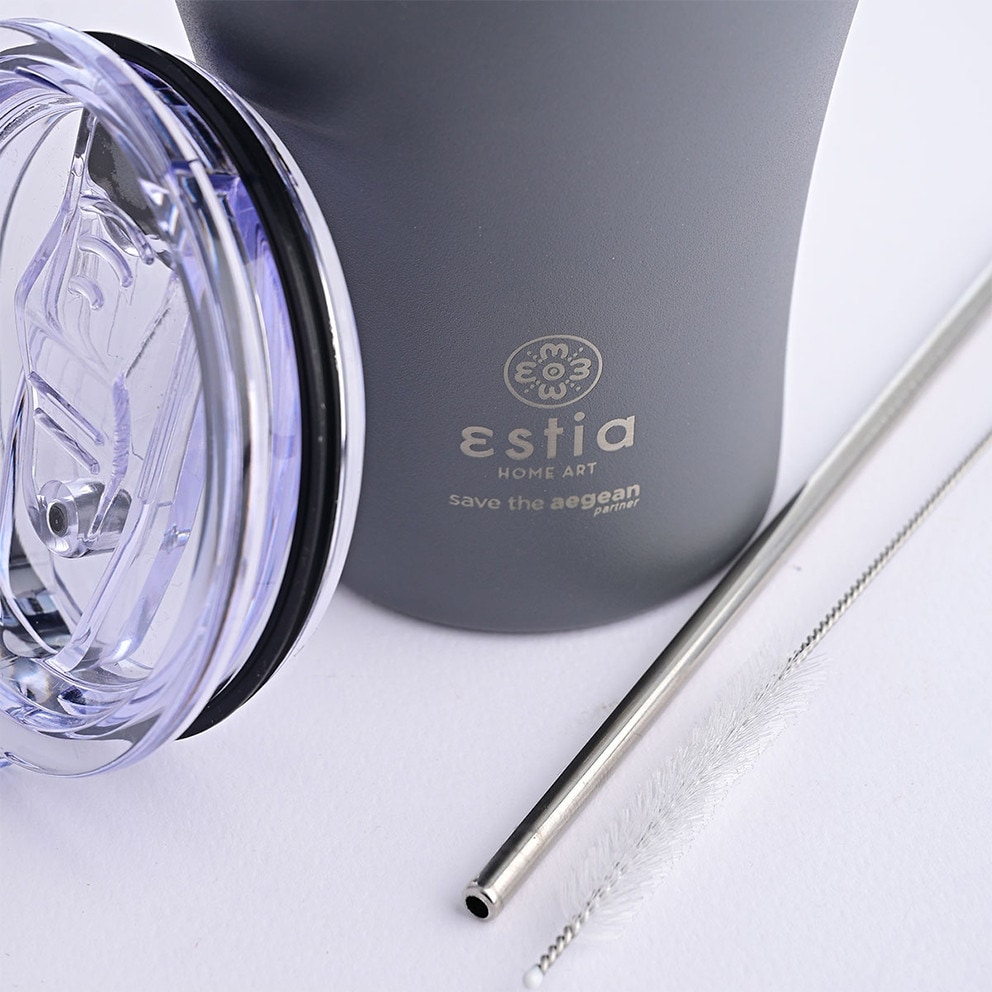Estia Save The Aegean Thermos Coffee Mug with Straw 350ml