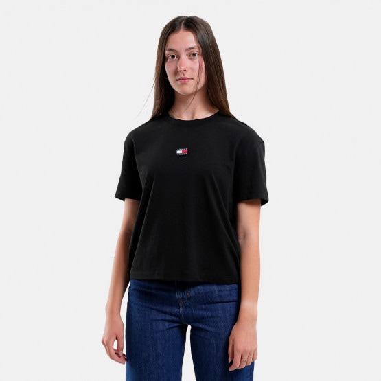 Tommy Hilfiger Szorty kąpielowe w niebieskie pasy z małym logo - BDS - Tommy  Jeans Women's T - shirt Black DW0DW15640