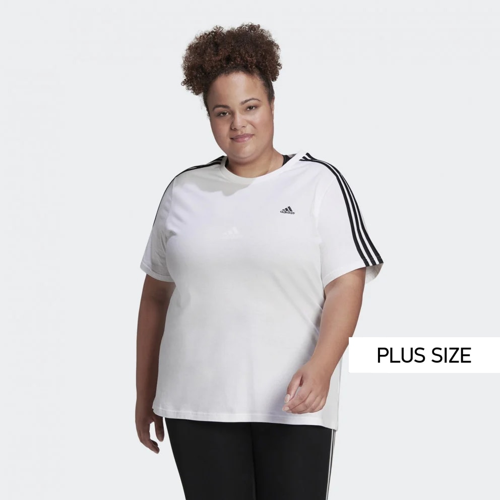 adidas Essentials Slim 3 Stripes Tee Plus Size White Black HF7252