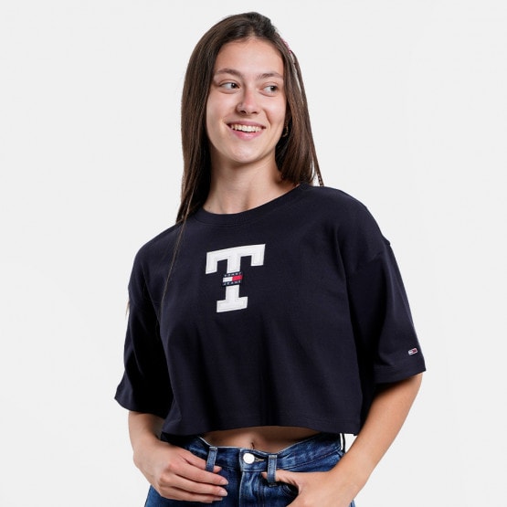 Tommy Jeans Women s Cropped T shirt Blue DW0DW16167 DW5