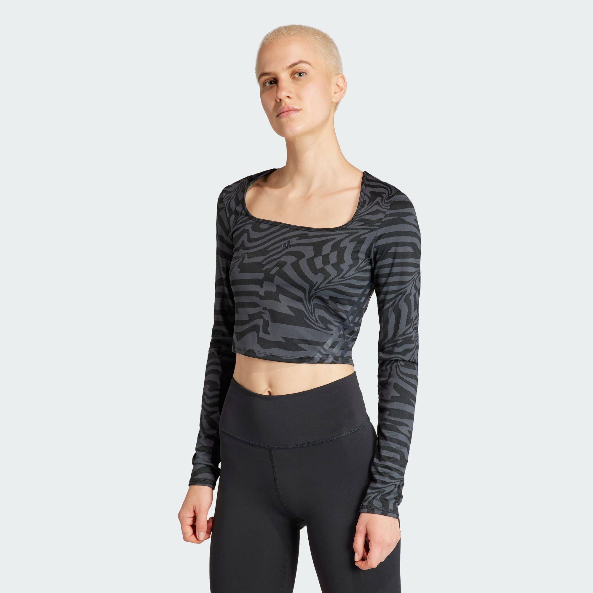 adidas Trainicons Training Jacquard Crop Long Sleeve Tee (9000163746_63187)