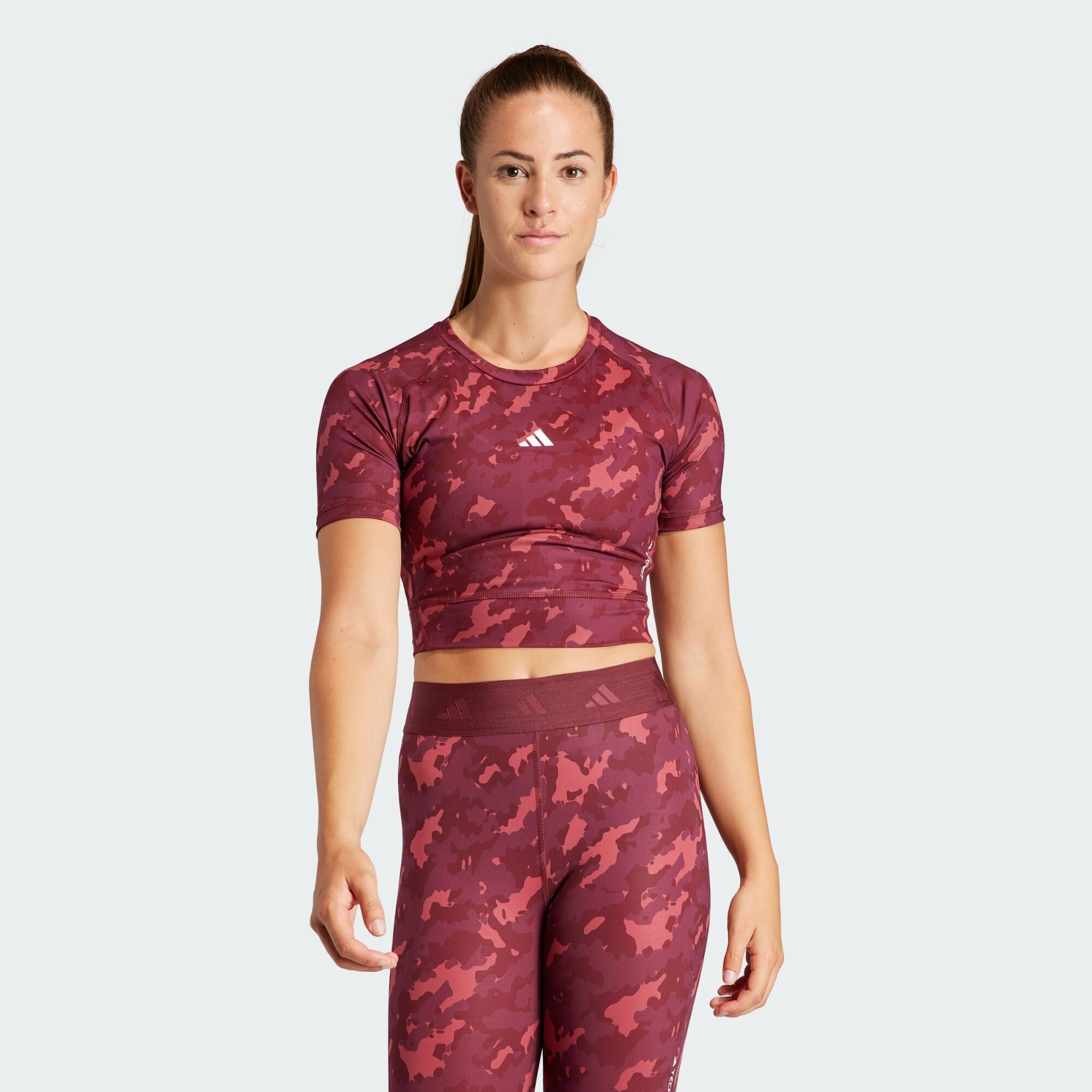 adidas Techfit Camo Print Crop Training Tee (9000163926_72261)