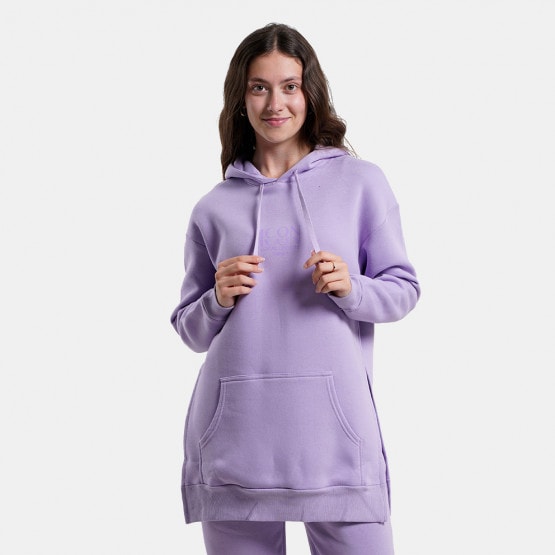 Target Long Side Openings Fleece "Icon" Γυναικεία Μπλούζα με Κουκούλα