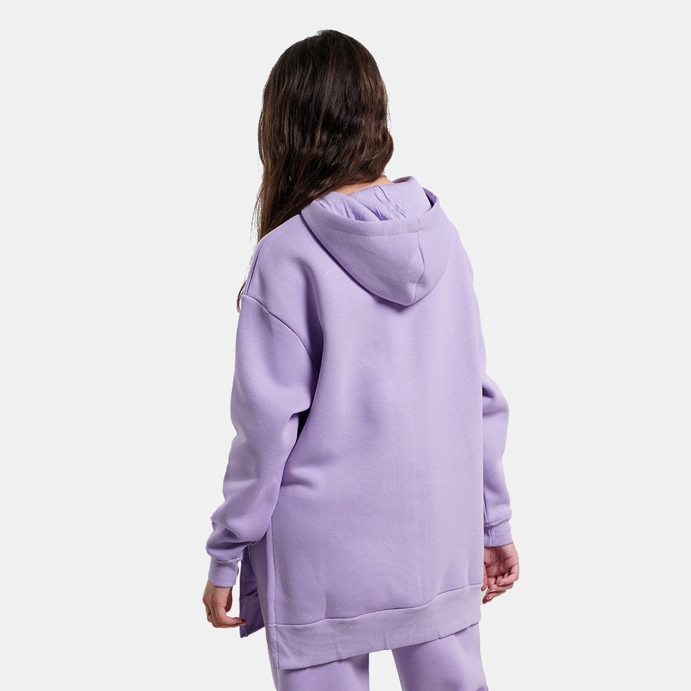 Target Long Side Openings Fleece "Icon" Γυναικεία Μπλούζα με Κουκούλα