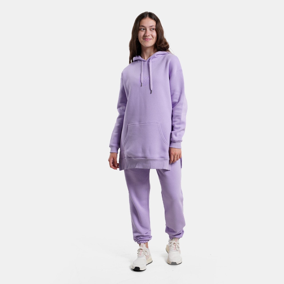 Target Long Side Openings Fleece "Icon" Γυναικεία Μπλούζα με Κουκούλα