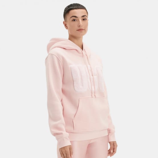 Ugg Rey Fuzzy Logo Γυναικεία Μπλούζα με Κουκούλα
