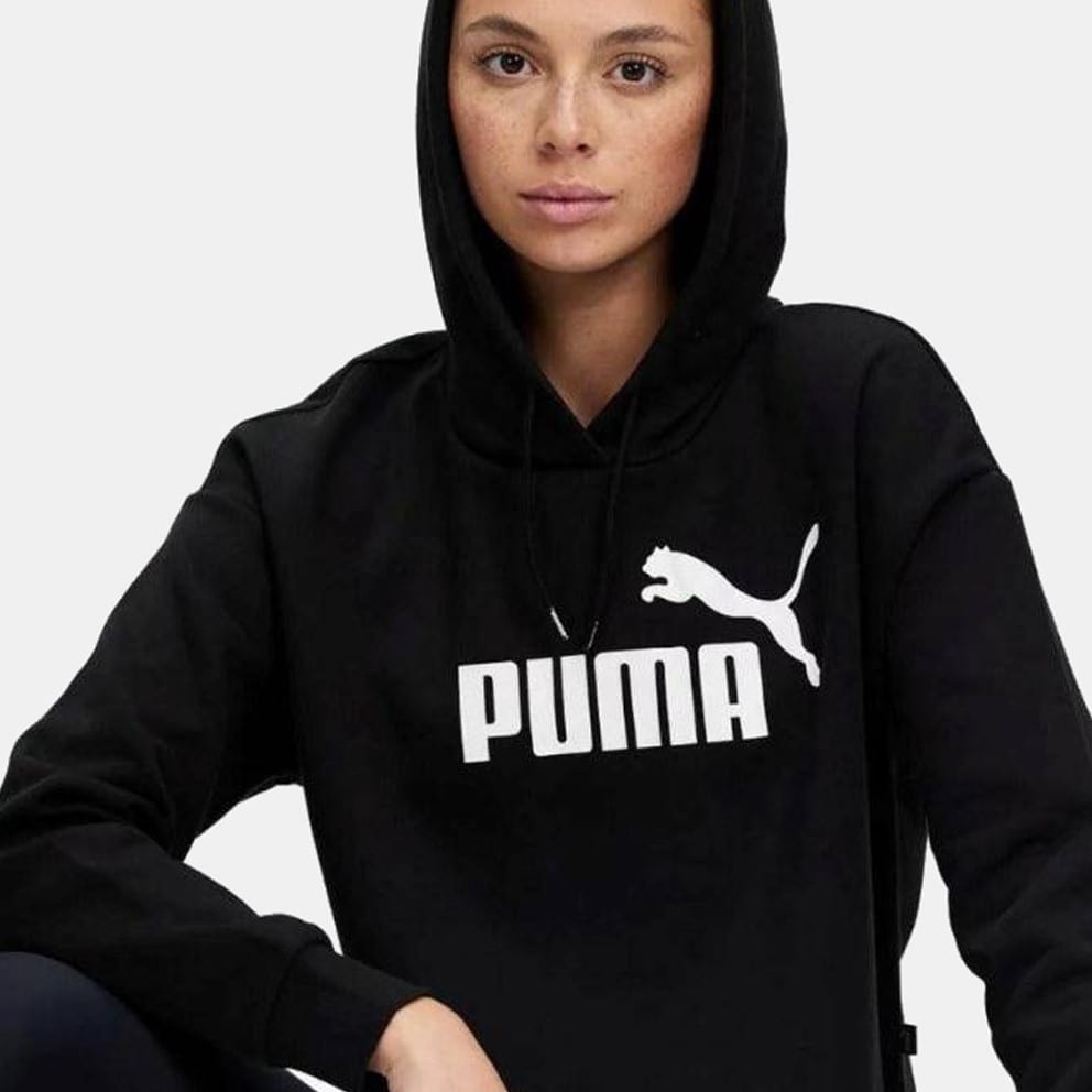 Puma Essential Logo Γυναικεία Cropped Μπλούζα με Κουκούλα