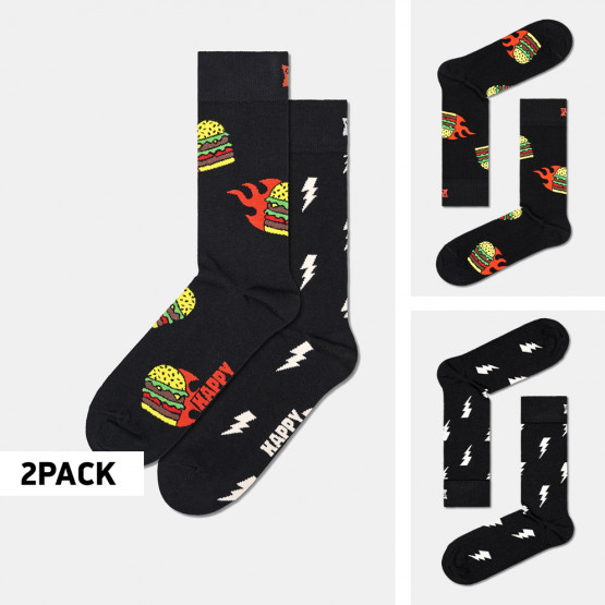 Happy Socks Blast Off Burger 2-Pack Unisex Socks
