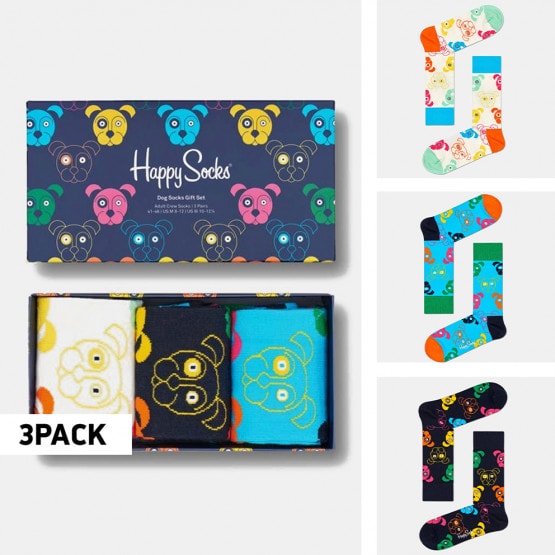 Happy Socks Mixed Dog 3-Pack Socks Unisex Σετ Δώρου