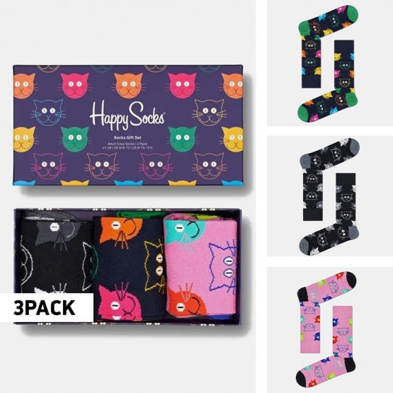 Happy Socks 3-Pack Mixed Cat Socks Gift Set
