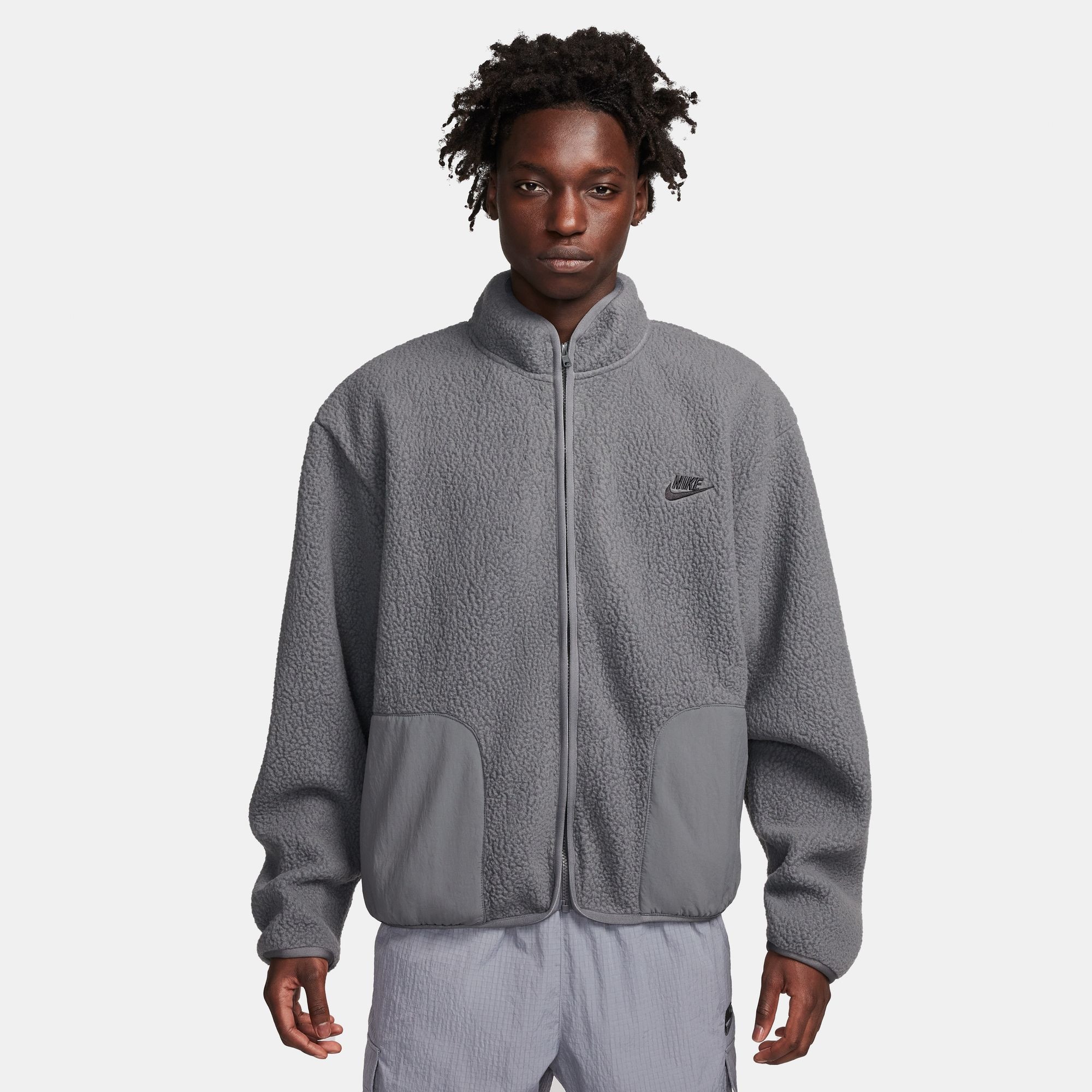 Nike Club Fleece Sherpa Men s Track Top Grey FB8386 068