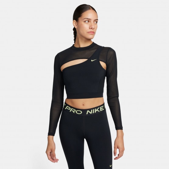 Nike Pro Γυναικεία Crop Μπλούζα με Μακρύ Μανίκι