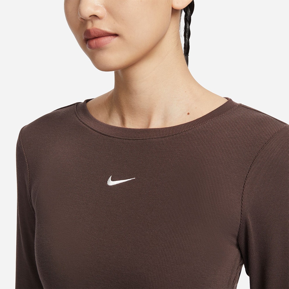 Nike Sportswear Ribbed Γυναικεία Cropped Μπλούζα με Μακρύ Μανίκι