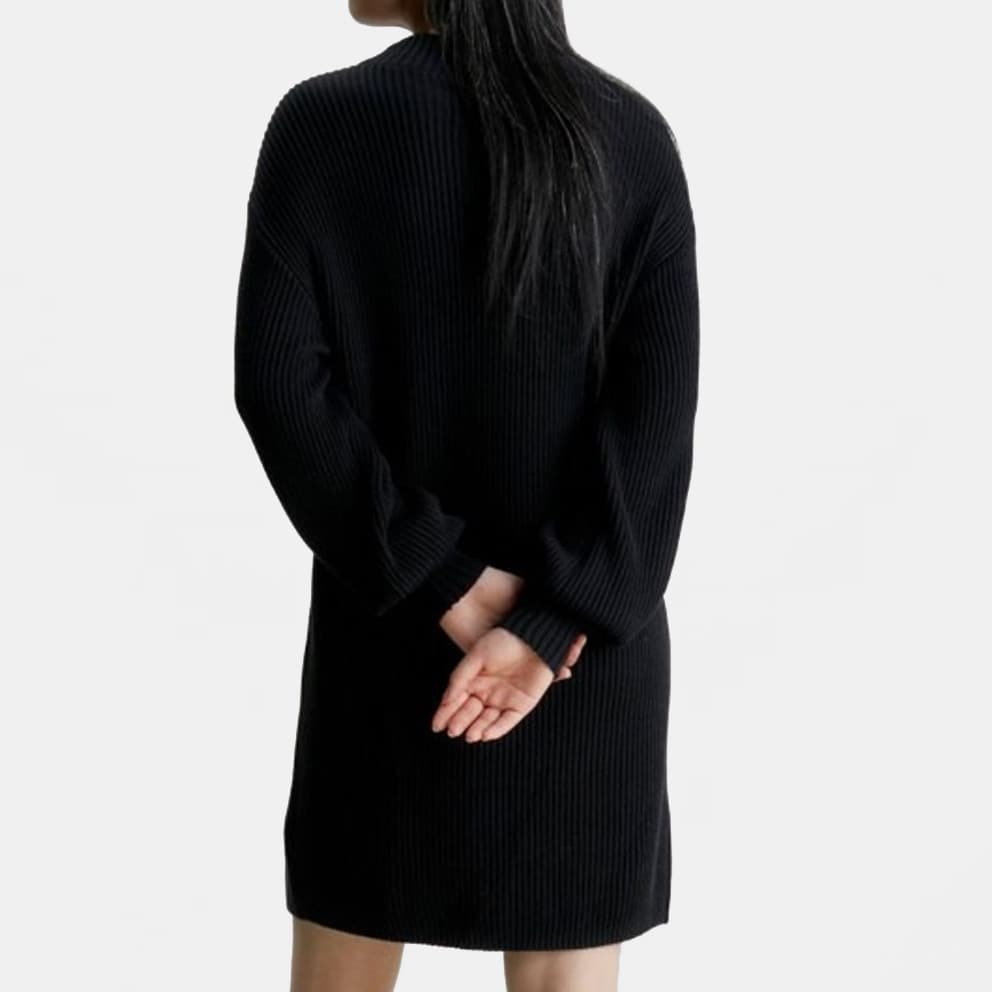 calvin klein chunky knit scarf item - Calvin Klein Ck Intarsia Loose  Sweater Dress Ck Black J20J222294 - BEH