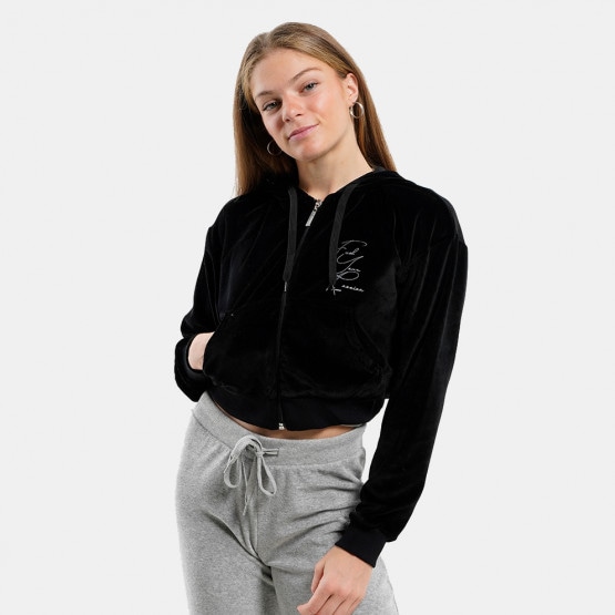 Target Hoodie Crop Jacket Velour Fuel Γυναικεία Ζακέτα