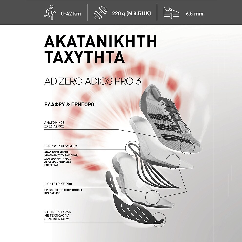 adidas Performance Adizero Adios Pro 3 Unisex Παπούτσια για Τρέξιμο