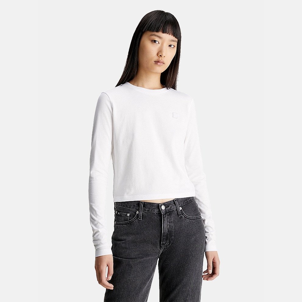 Ботинки calvin klein новые - Calvin Klein Embro Badge Women's Long Sleeves T  - shirt White J20J222884 - YAF