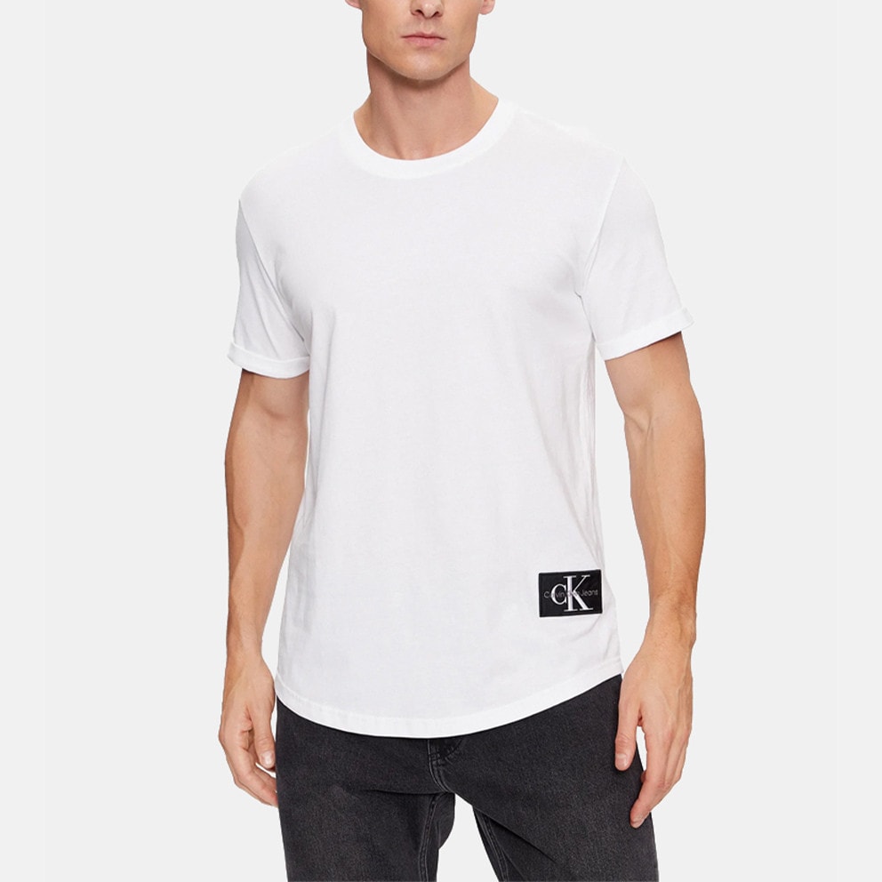 Calvin - Badge Turn shirt Klein Men\'s из CALVIN Up T J30J323482 с White - ремешок - ПВХ Sleeve KLEIN YAF Стелька и логотипом