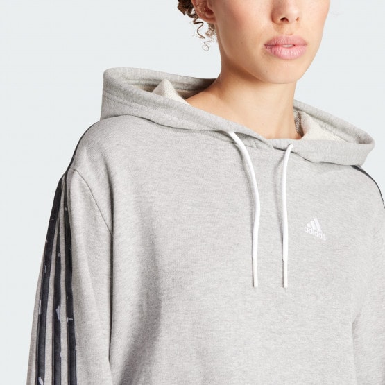 adidas Essentials 3 Stripes Animal Print Relaxed Hoodie Medium Grey Heather Grey IN9931