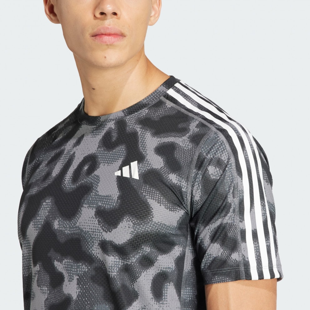 adidas Performance Own the Run 3-Stripes Allover Print Ανδρικό T-shirt