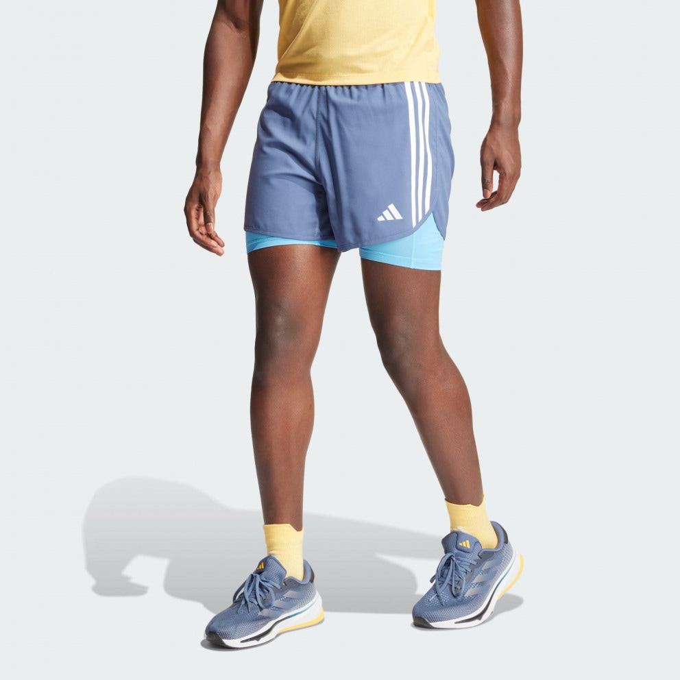 adidas Own The Run 3-Stripes 2-in-1 Shorts