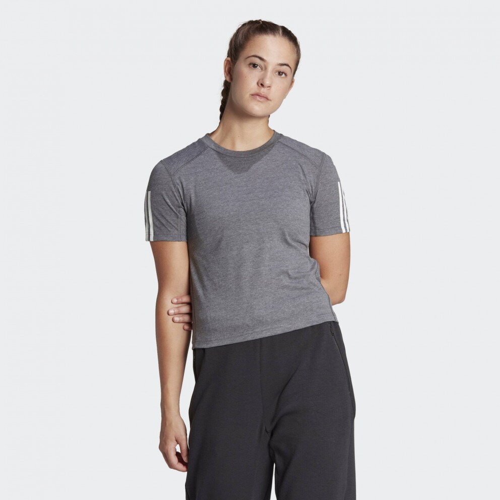adidas Train Essentials Train Cotton 3 Stripes Crop Tee Dark