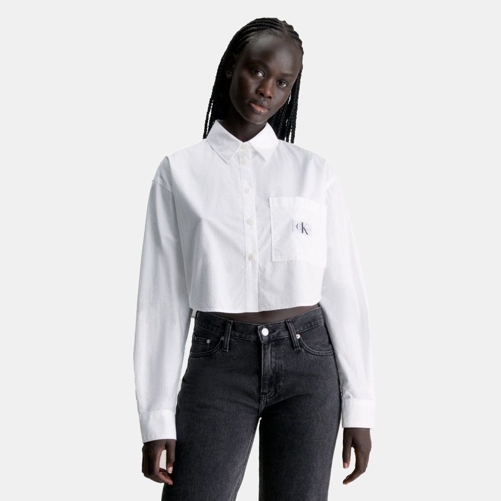 Calvin Klein Calvin Klein Woven Label Cropped Ls Shirt (9000182805_1726)