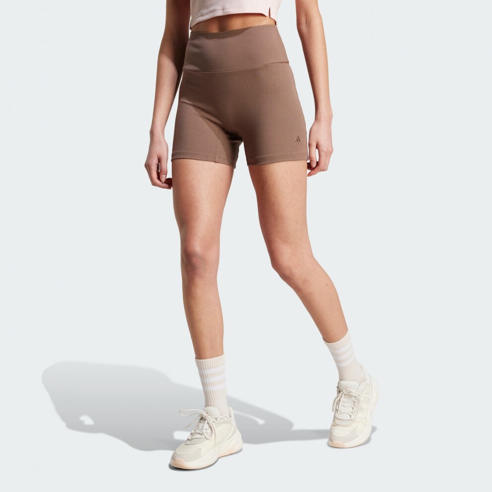 adidas Lounge Ribbed High adidas by2598 women black shoes with navy suit Waist Bike Shorts Earth Strata IY6742