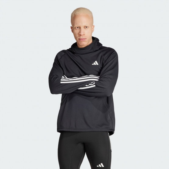 adidas Own The Run 3-Stripes Ανδρική Μπλούζα με Κουκούλα