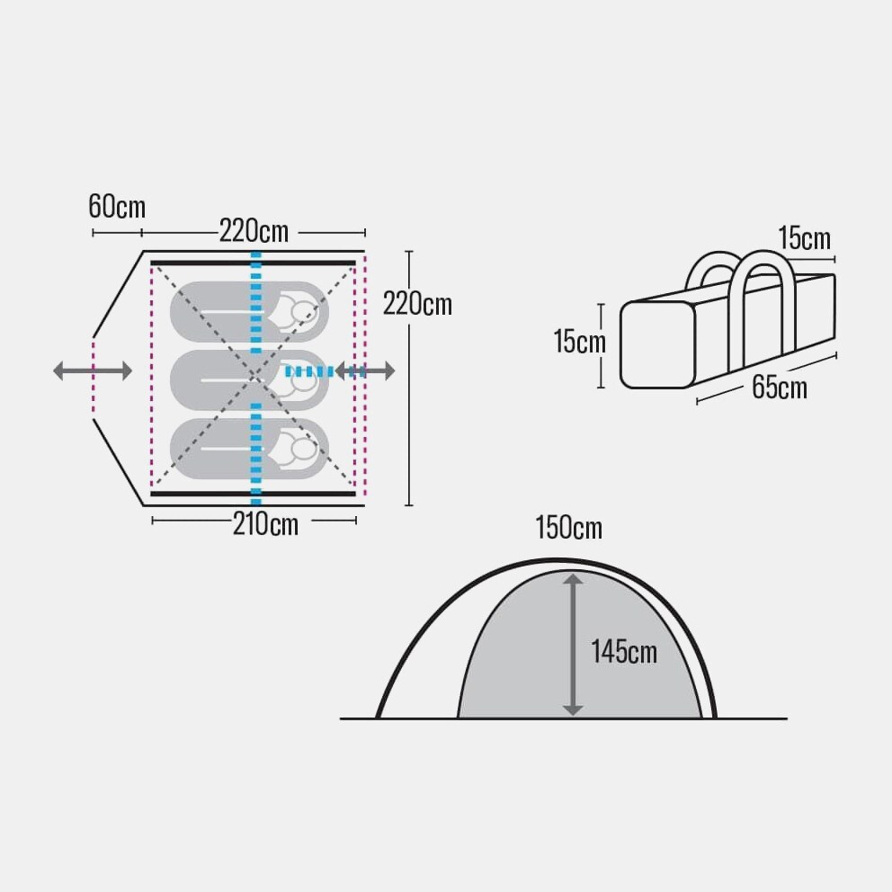 hupa Tent NEPTUNE 3P Normal poles - Light Green