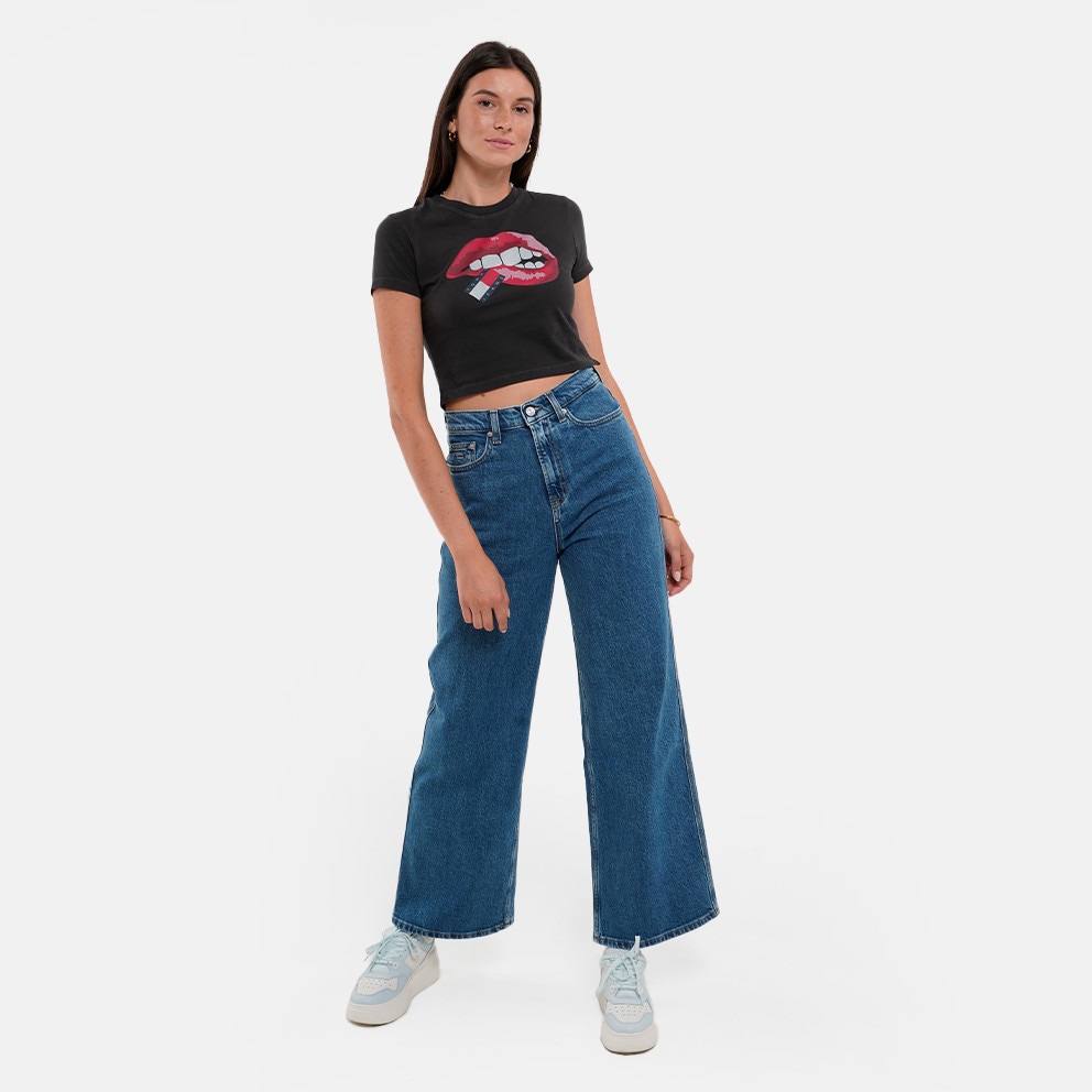 Tommy Jeans Tjw Slim Crp Washed Tj Lips Tee