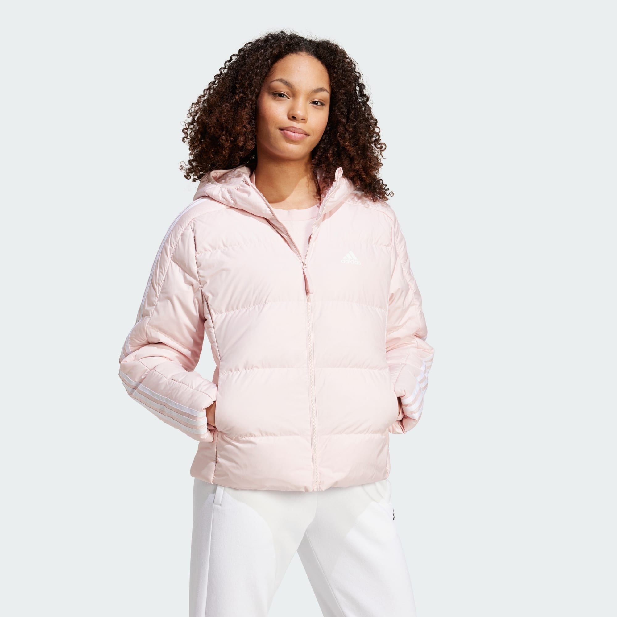  adidas sportswear Essentials 3-Stripes Mid Down Hooded Jacket (9000202806_79436) 2025