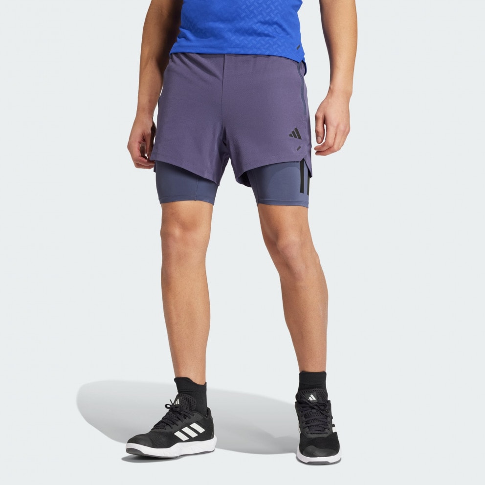 adidas Power Workout Two In One Shorts Shadow Navy Black IX9096