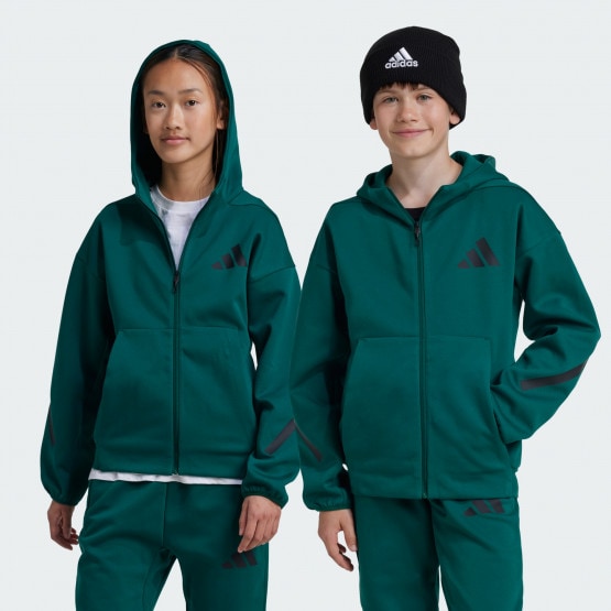 adidas sportswear Adidas Z.N.E. Full adidas hamburg trainers lush blue green dress Zip Hooded Track Jacket Kids Collegiate Green Black JF8956