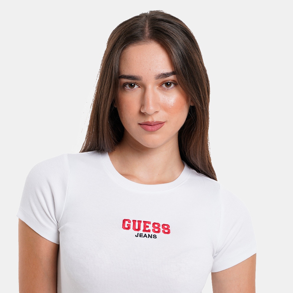Guess Gj Ss Cn Slim Rib Emb Tee Μπλουζα Γυναικειο