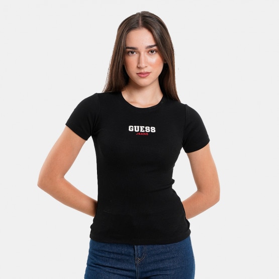 Guess Gj Ss Cn Slim Rib Emb Tee Μπλουζα Γυναικειο