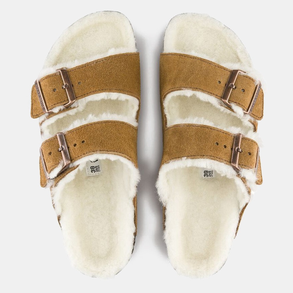 Birkenstock Leather Arizona Shearling Leve Mink La Men's Sandals