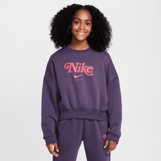 Nike Steertwear Trend Flee Crop Crew Παιδική Μπλούζα Μακρύ Μανίκι