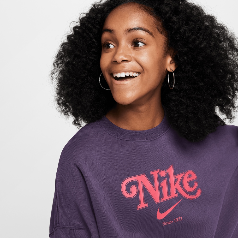 Nike Steertwear Trend Flee Crop Crew Παιδική Μπλούζα Μακρύ Μανίκι