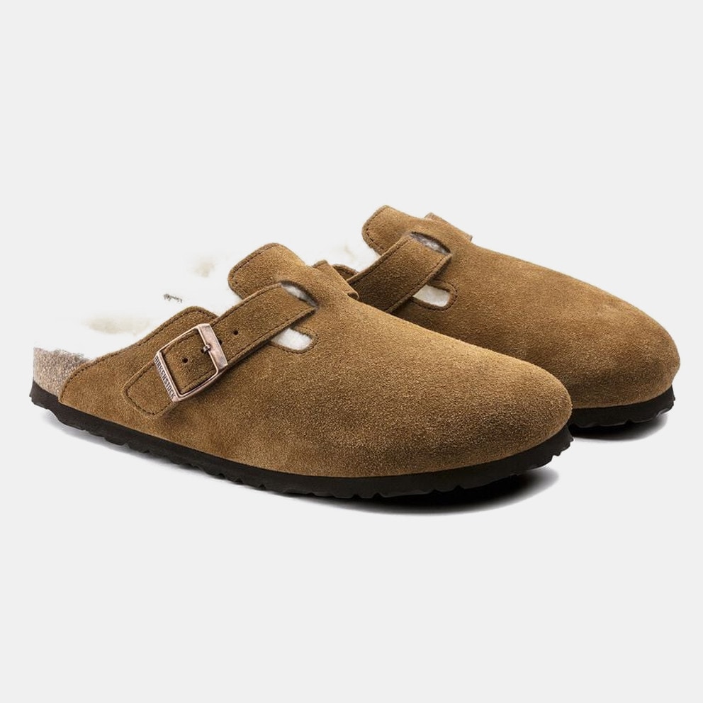 Birkenstock Leather Boston Shearling Leve Mink Laf Women's Sandals