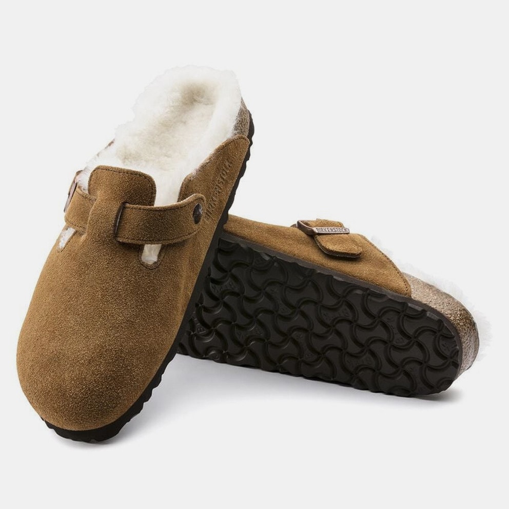Birkenstock Leather Boston Shearling Leve Mink Laf Women's Sandals