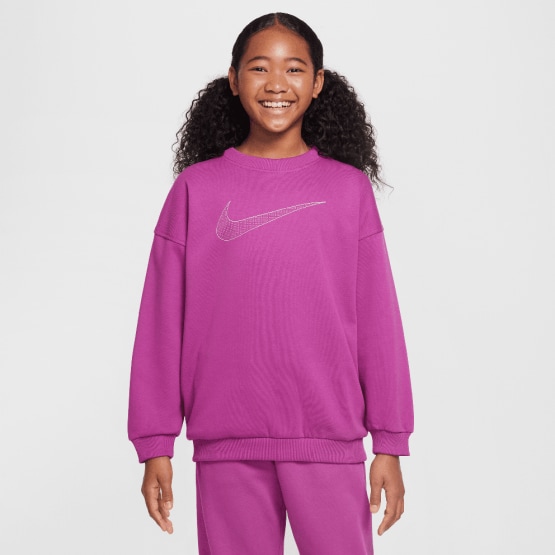 Nike Steertwear Club Flee Crew Shine Παιδική Μπλούζα Μακρύ Μανίκι